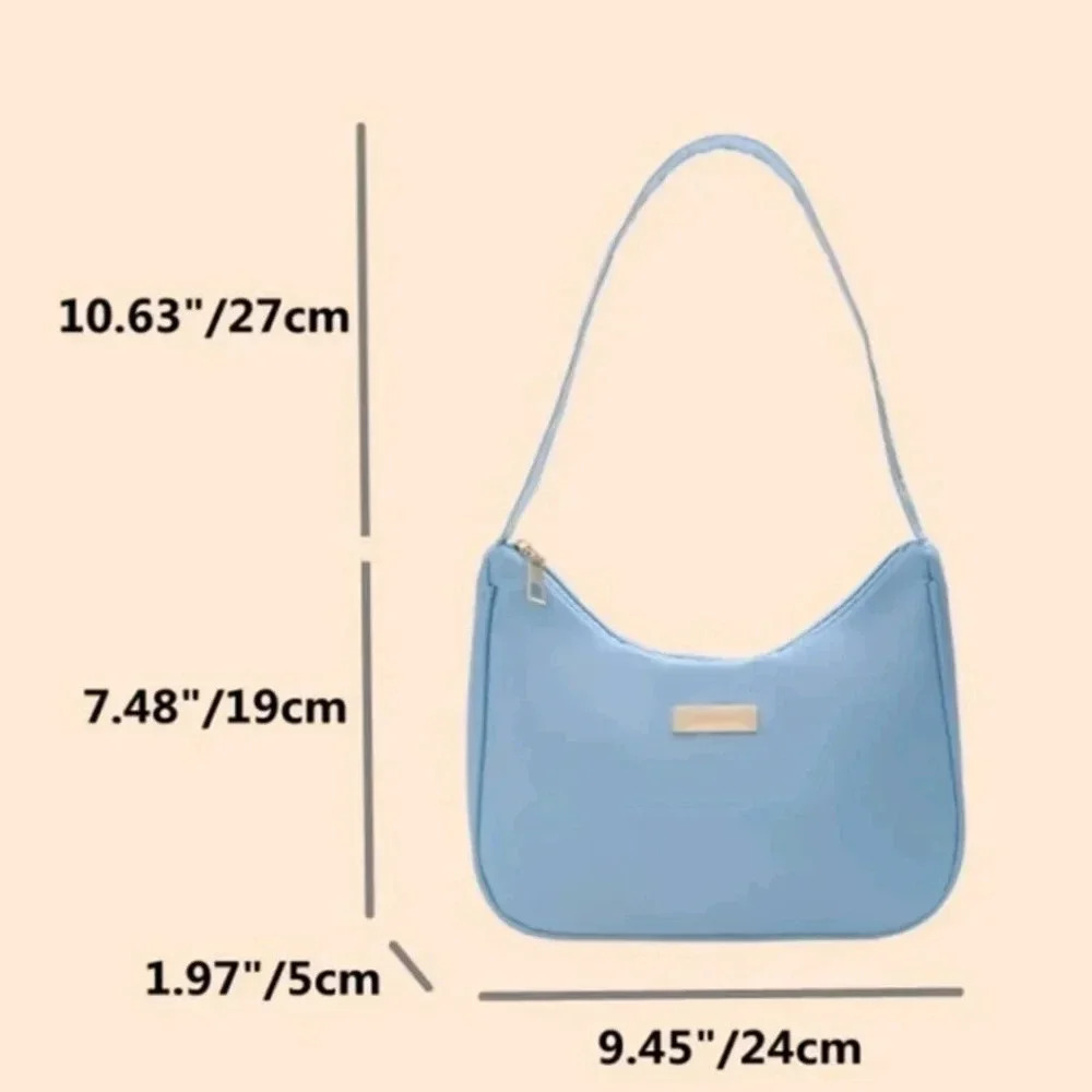 Baby blue zippered shoulder bag strap silver aqua purse satchel womens girls - Picture 5 of 6